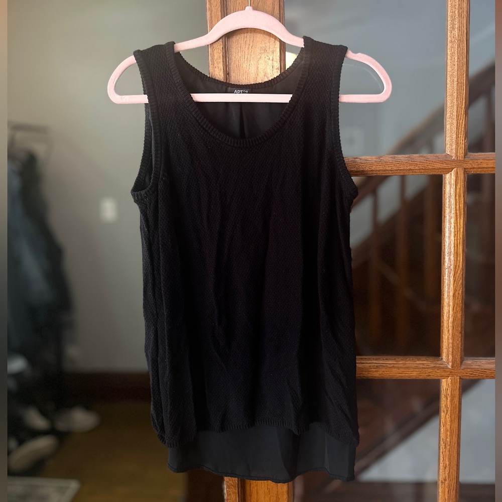 Black Sweater Tank Top with Sheer Back